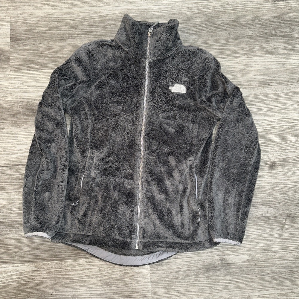 The North Face Full Zip Gray / Silver with White Fleece Jacket Women's Size Xs